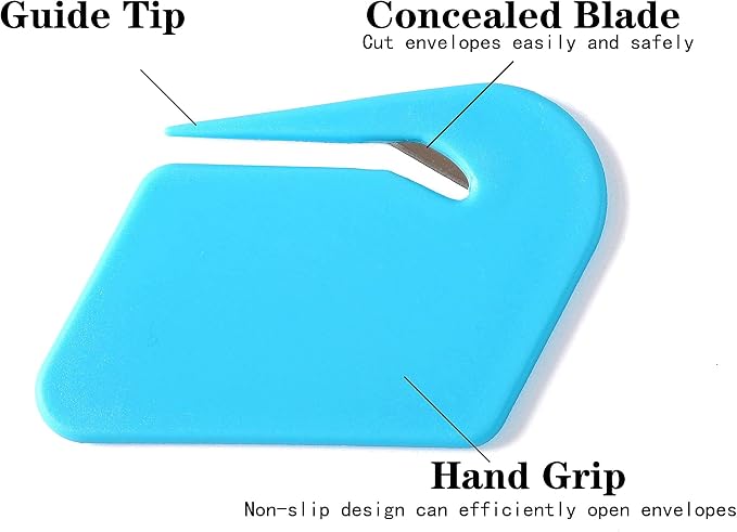 Magnetic Letter Openers Envelope,3 Pack,Envelope Opener Slitter | Mail Openers Blade with Magnet,Letter Opener for Women,Men,Office,Envelope Cutter (Black,White,Lake blue)