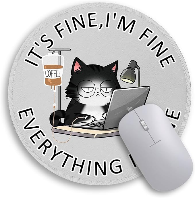 Immaturus Funny Cat Mouse Pad, Cute Small Mousepad for Desk Gaming Office | 8.6" x 8.6", Mini Travel, Home Decor Desk Accessories, Non-Slip Base, for Wireless Mouse Laptop Computer Work, Mouse Mat