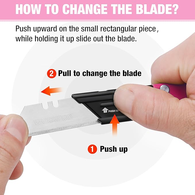 WORKPRO EDC Folding Utility Knife, Mini Box Cutter with Quick Open Axis Lock, Quick Change Blade Razor Knife, Foldable Small Pocket Knife with Belt Clip