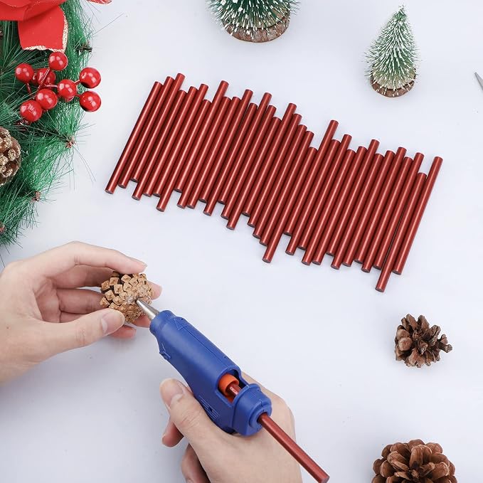 Red Hot Glue Sticks Mini, 36 Pack Hot Melt Glue Sticks Colored Small Size, Adhesive Sealing Wax Sticks for Stamp, Crafting, Christmas Cards, Decoration, Repairs, 4" Long x 0.27" Dia