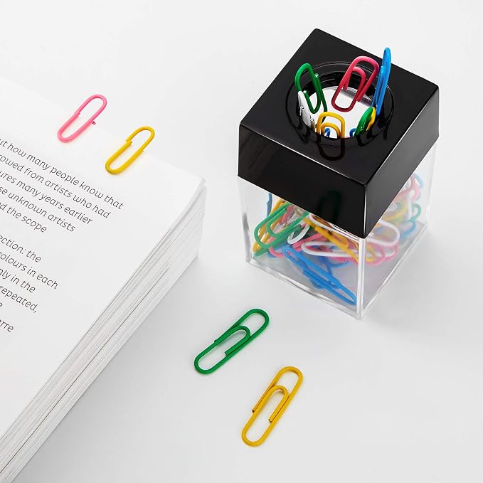 Outus 4 Pieces Magnetic Paper Clip Dispenser Holder for Desk,Black | Magnetic Paperclip Holder Dispenser Desktop Organizer for Clips Pins Office School Desk Storage