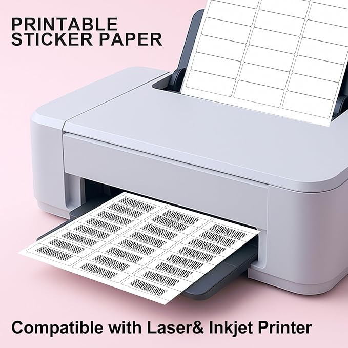 Address Labels 1" x 2-5/8" 1200 Matte White Mailing Labels, 30 Up per Sheet, 40 Sheets Compatible with Laser/Inkjet Printers, Shipping & Packaging Stickers