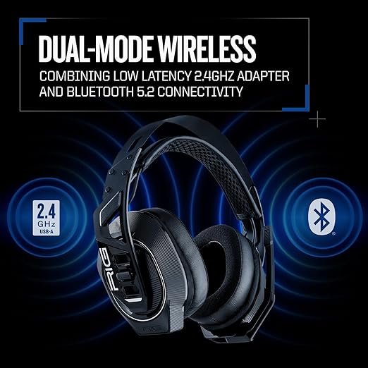 RIG 900 MAX HS Multi-Platform Dual Wireless Gaming Headset with Bluetooth Officially Licensed for PlayStation PS5, PS4 - Compatible with PC, Switch, Steam Deck, Android, iPhone - Charging Base