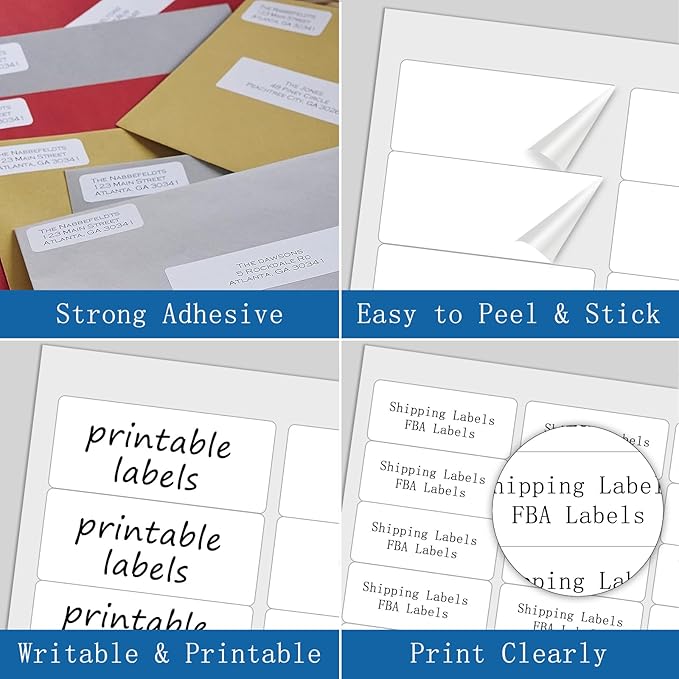 [500 Sheets 15000 Labels] BESTIKER Address Labels 1” x 2-5/8” Shipping Mailing Labels 30 per Page Printable FBA Barcode Label, Laser & Inkjet Printer Labels 30up White