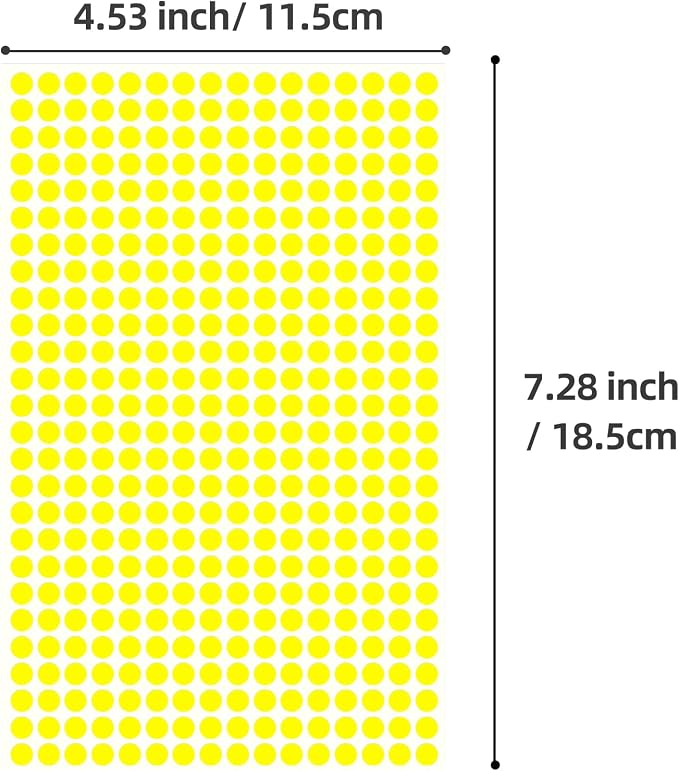 1/4" Small Colored Dot Stickers 6240 PCS Round Circle Stickers Tiny Yellow Coding Labels Mini Sticker for Office,Classroom(Yellow, 1/4" (6 mm))