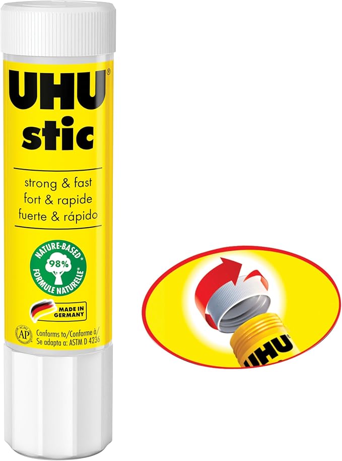 UHU Stic Glue Stick, 12-Pack Bulk Set: 21g Sticks – Washable – All Purpose School & Craft Adhesive for Kids, Scrapbooking, Office & Home Use – Dries Clear, Screw Cap, Strong, Solvent Free