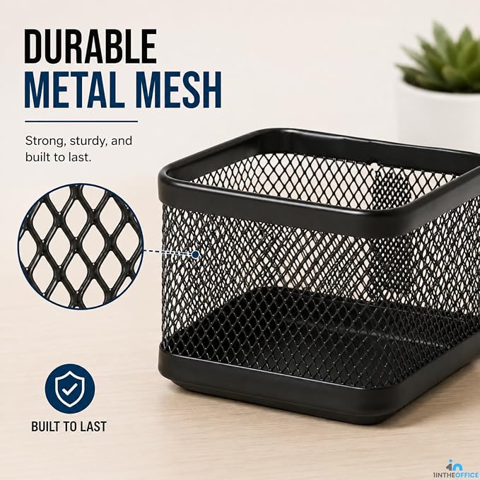1InTheOffice Mesh Paperclip Holder For desk, Paperclip Holder Desk Accessories Holder (4 Pack)