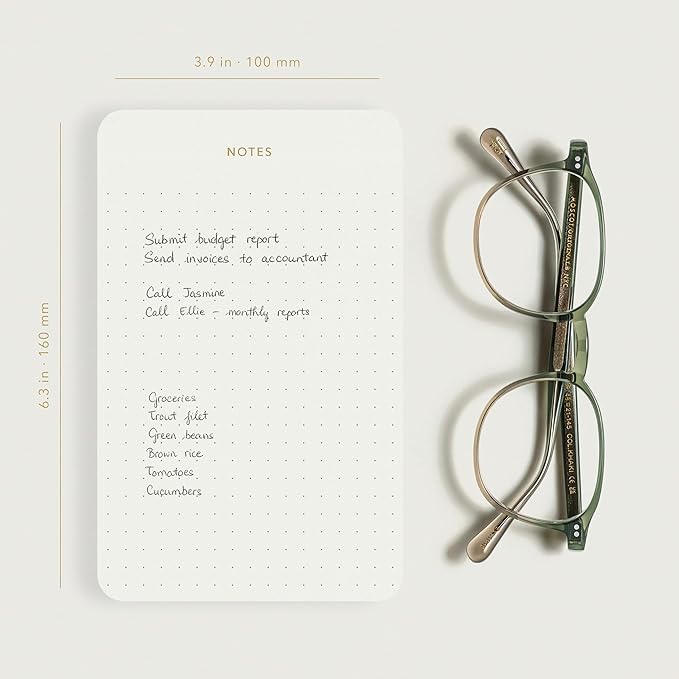 Elegant Desk Notepads for Professionals, Executive's Memo Pads, Minimalist, Gold Foiled, Dotted Layout, 3 Pack, 225 Sheets Total (75 Each), 6.3" x 3.9”, 80 GSM, Eco-friendly, FSC™ Certified Small Notepad