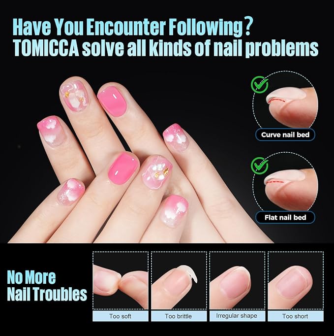 TOMICCA Short Nails Tips Extra Short Square Nail Tips 240Pcs Soft Pre-Shaped Acrylic Fake Nails, Half Matte Full Cover Clear Nails for Extension Nail Manicure Home DIY 12 Sizes