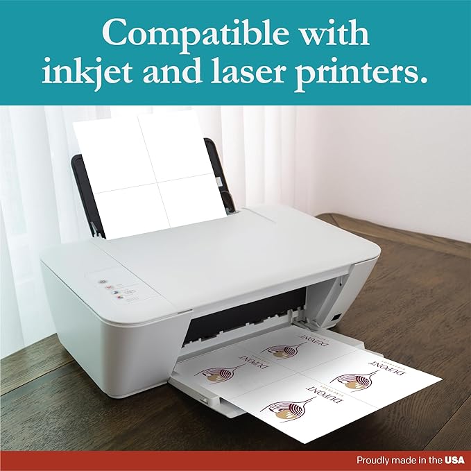 Premium Label Supply White Sticker Shipping Labels – 4.25" x 5.5" – Laser/Inkjet Compatible – (4 per Sheet), 2000 Sheets – 8000 Total Adhesive Labels