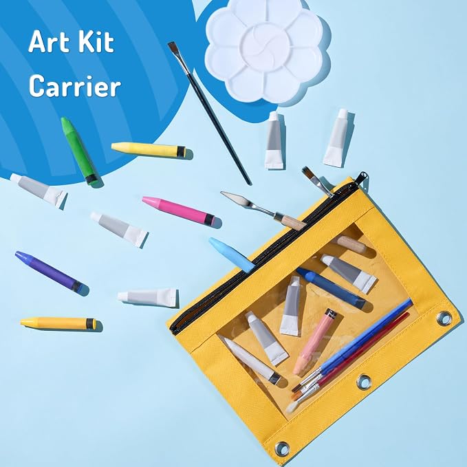 Forvencer Zippered Pencil Pouches, Premium Heavy-Duty Zippers Pencil Case | Aesthetic 3 Ring Pencil Case, Candy Colors, Cute Clear Top Binder Pouch, Colorful Zipper Pencil Bag for Girls Boys, Baby Blue