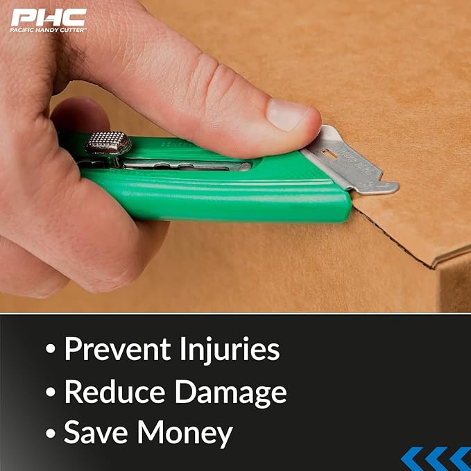 Pacific Handy Cutter S4L Safety Cutter, Retractable Utility Knife with an Ergonomical Design, Bladeless Tape Splitter, Steel Guard for Safety and Damage Protection, Warehouse and In-Store Cutting