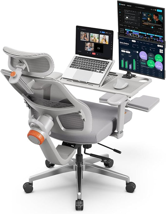 Newtral Ergonomic Office Chair - Home Office Desk Chair with Adaptive Lumbar Support, with Footrest, 4D Armrest, Adjustable Seat Depth & Height
