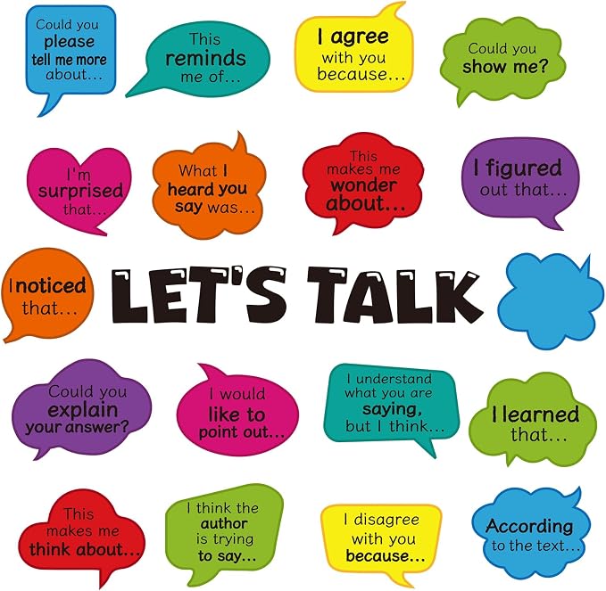 20Pcs Conversation Starters Bulletin Board Decorations Set, Let's Talk Bulletin Board Inspirational Affirmation Cutouts Welcome Back to School for Classroom Teacher Supplies Office Door Wall Decor