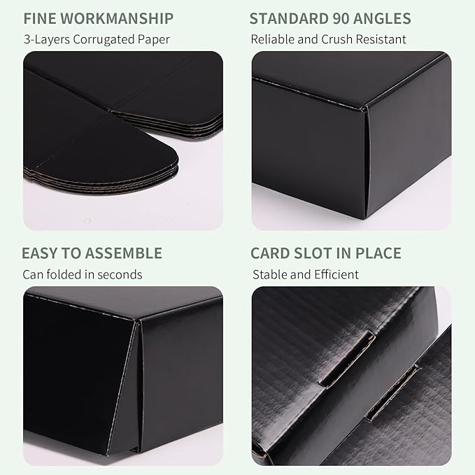 Rempry 40 Pack 9x6x2 Inches Black Shipping Boxes, Cardboard Corrugated Mailer Boxes for Packaging Small Business, Small Gift Boxes for Mailing Present