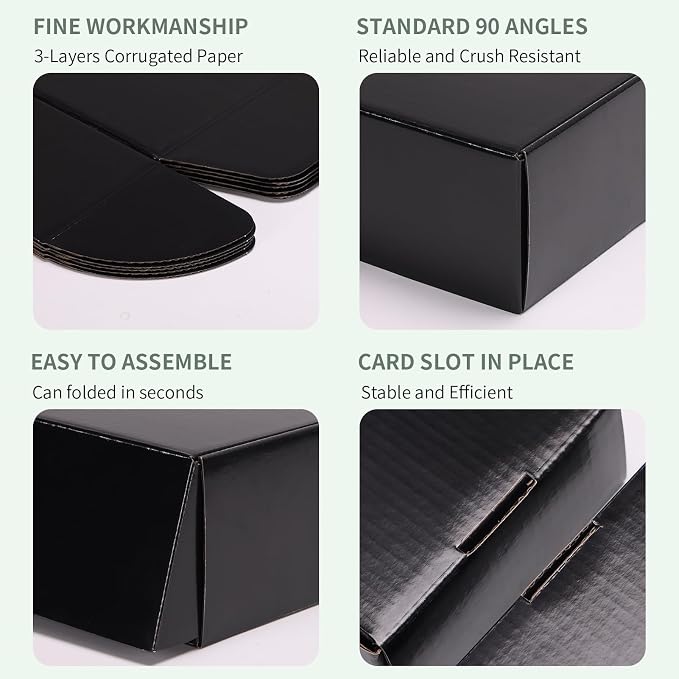 Rempry 6 Pack 9x6x4 Black Shipping Boxes, Small Cardboard Mailer Boxes for Small Business Shipping Packaging