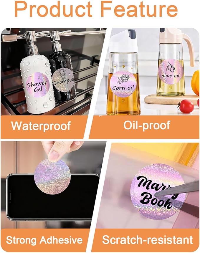 Thermal Labels, Compatible with T50M Pro/M110/M100/M220 Label Maker and Other 4x6 Thermal Printers for Shipping Barcode & Custom Stickers, Holographic Stardust Pink, 2×2 inch