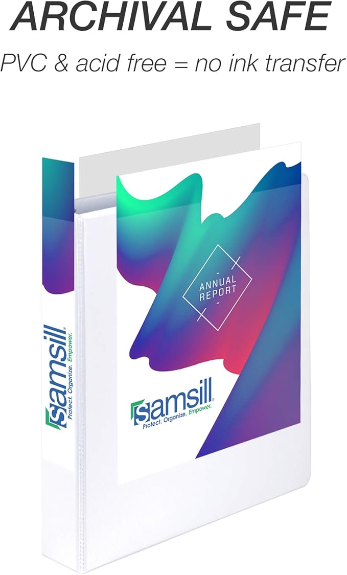 Samsill 12 Pack Durable 1.5 Inch 3 Ring Binders, Round Ring, Clear View Cover for Presentations, White
