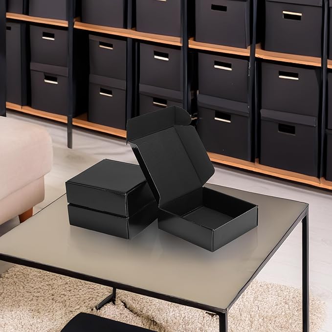 Rempry 30 Pack 6x6x2 Black Small Shipping Boxes, Cardboard Corrugated Mailer for Small Business, Gift Boxes for Mailing Packing