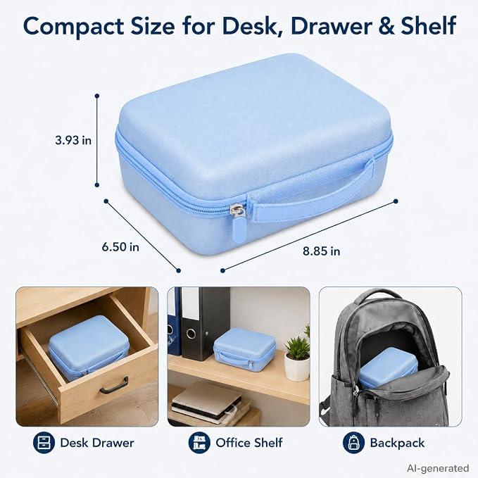 GWCASE Hard Label Maker Case for Brother P-Touch PT-D220/PT-D210, Case Only | Label printer case with shaped tray and zip mesh pocket for label tapes, batteries and AC adapter in home office storage
