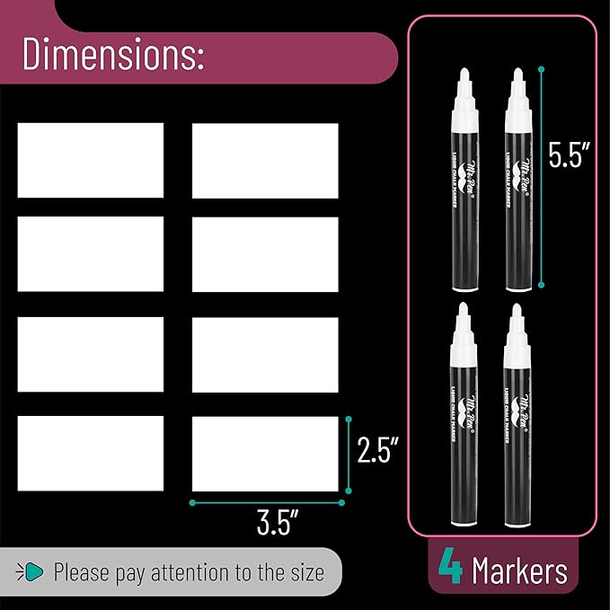 Mr. Pen- White Chalk Markers for Blackboard, 4 Pack, Reversible Tip, White Liquid Chalk Marker, Non-Toxic Liquid Chalkboard for Windows and Glass, Erasable Markers