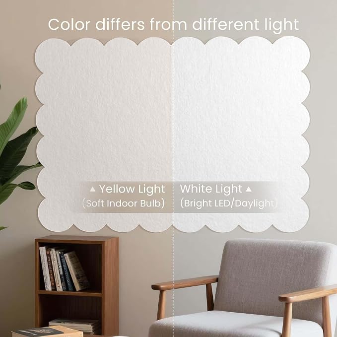 Scalloped Bulletin Board 48x36 inches, Decorative Felt Pin Board for Wall | Cute Cork Board Alternative with Push Pins, Foldable Display Vision Board for Photos, Notes & Reminders