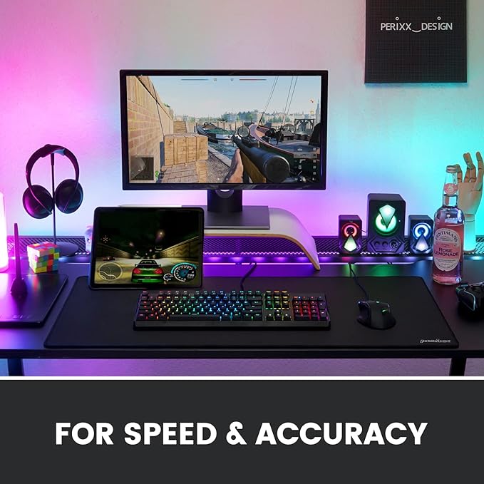 Perixx DX-1000XXL Waterproof Gaming Mouse Pad with Stitched Edge - Non-Slip Rubber Base Design for Laptop or Desktop Computer - XXL Size 35.43x16.93x0.12 Inches