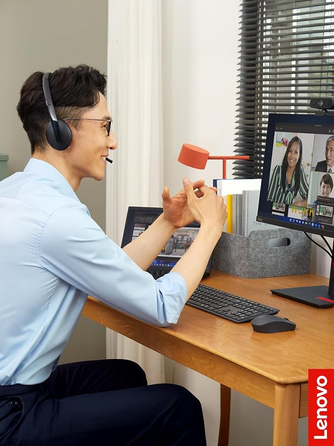Lenovo Wired ANC Headset Gen 2 (Teams) with Active Noise Cancellation, EPOS BrainAdapt & ActiveGard Tech, Lightweight, USB-C, Plug-and-Play, Zoom Certified, Customizable, Hearing Protection | Includes USB-A converter, travel pouch and 2 year warranty f...
