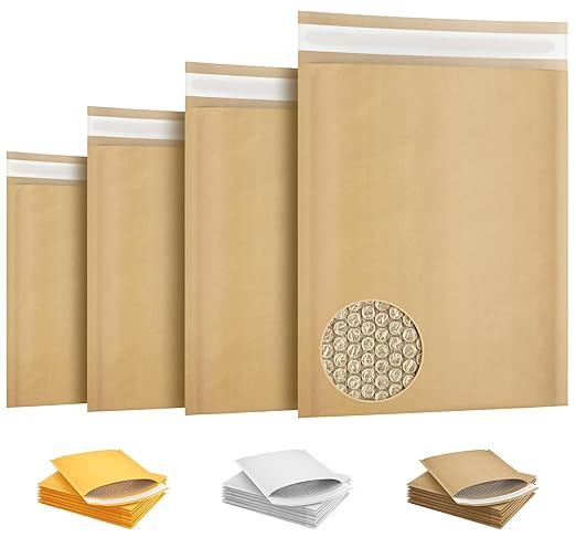 Kraft Bubble Mailers 6 x 9 Inch Natural Brown, Padded Envelopes Self Seal, Pack of 250, Bubble Lined Kraft Paper Mailing Envelopes for Shipping