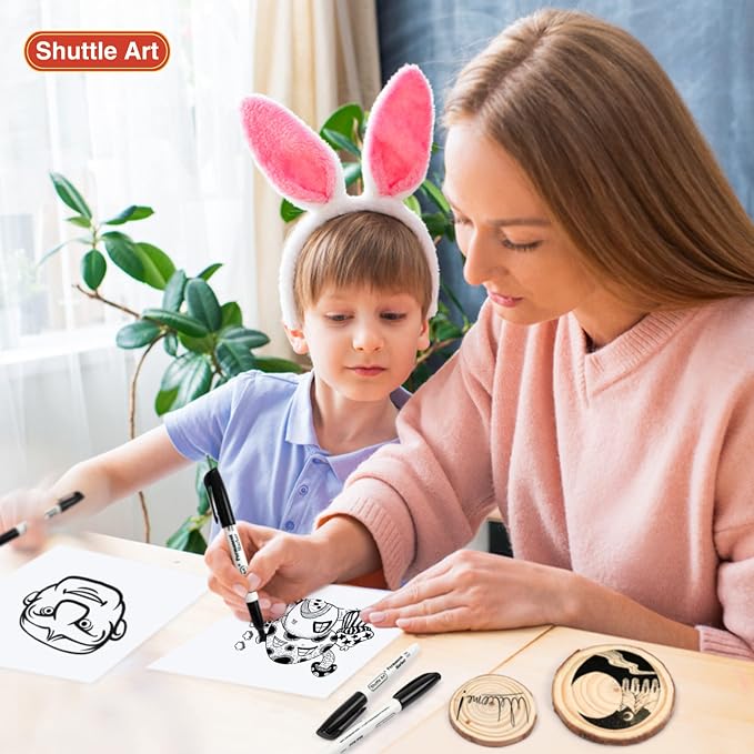 Shuttle Art Permanent Markers, 30 Pack Black Permanent Marker set, Fine Point, Works on Plastic, Wood, Stone, Metal and Glass for Doodling, Marking