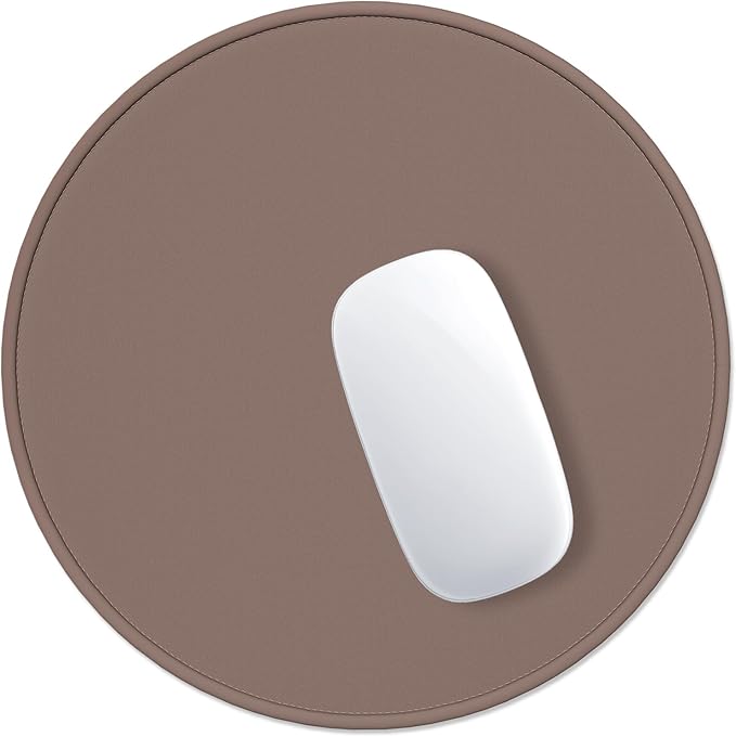 Hsurbtra Mouse Pad, Premium-Textured Small Round Mousepad 8.7 x 8.7 Inch Dark Brown, Stitched Edge Anti-Slip Waterproof Rubber Pretty Cute Computer Mat for Office Home Gaming Laptop Men Women Kids
