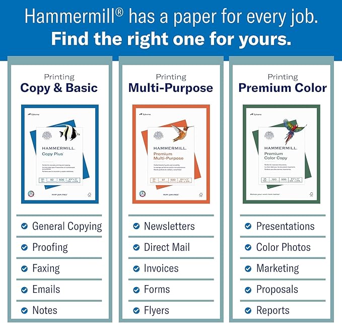 Hammermill Printer Paper, Premium Laser Print 24 lb, 11 x 17 - 98 Bright, Made in the USA -1 Ream (500 Sheets)