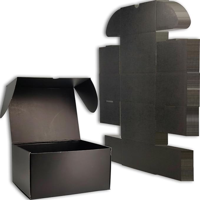 12x6x6 Shipping Boxes Black Mailer Corrugated Cardboard Box Set of 15 | for Packaging, Literature, Packing, Mailing, Storage, Small Business, Moving, Gift, Supplies, Quick Fold, Tab Locking