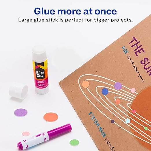 Avery Glue Stic - Washable, Glue Sticks for Classroom, Crafting, and Office Use, 1.27 oz., Pack of 6, White (98073)
