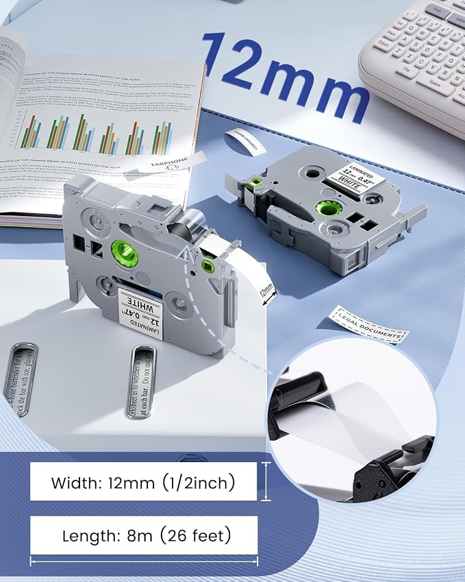 10-Pack Label Maker Tape TZe-231 Replace for Brother P-Touch 12mm 0.47 | Laminated White 1/2" Label Tape TZ231 TZe231, for Brother PTouch PT-D210 D-220 H110 1880 D600 D410 P710BT