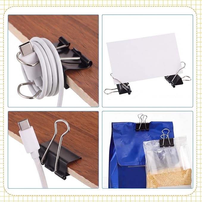 Jetec 100 Pcs Black 1 Inch Binder Clip Paper Clamp Metal Paper Clip | for Teachers Students Classroom Business Office and School Office Supplies