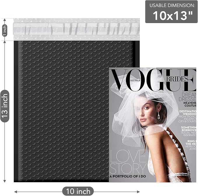 GSSUSA Black Bubble Mailers 10x13" Padded Envelopes 500 Pack Self-Seal | Shipping Bags,Mailing Packaging,Waterproof,Tear-Resistant,Opaque for Clothes Books Makeup,Small Business Supplies