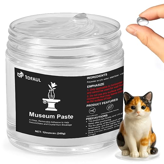12 oz Exhibits Fixing Gel for Museum, Removable Clear Museum Paste Putty Wax, Reusable & No Residue, Fixed Collection Artifacts and Decorations to Prevent Vibration, Falling