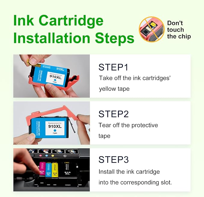 910XL Ink Cartridges Combo Pack for HP 910 Printer High-Yield Ink Cartridge | HP 910XL Work for HP OfficeJet Pro 8025 8035 8010 8012 8022 8020 8024 8030 8028 8023 8018 Printer for Home & Office Daily Use