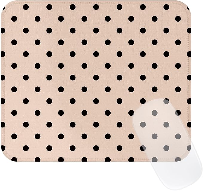 Square Cute Dots Mouse Pad with Stitched Edge, Premium Waterproof Cloth Aesthetic Small Dot Mouse Mat, Non-Slip Rubber Base Funny Mousepad Desk Accessories,Dots Brown
