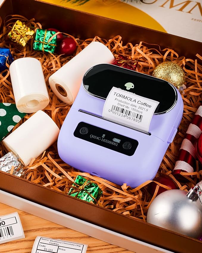 Phomemo Label Maker, Bluetooth Thermal Printer for Barcode, Address, Home, Mailing, Small Business,Clothing, Portable Label Maker Machine with 3 Label