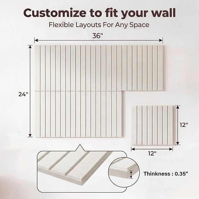 Felt Bulletin Board 36"x 24", Cork Boards for Walls, 6 Pack Bulletin Board Large Cork Board for Office, Felt Boards with 40 Safe Removable Adhesive Tabs Wall Decor for Home(White)