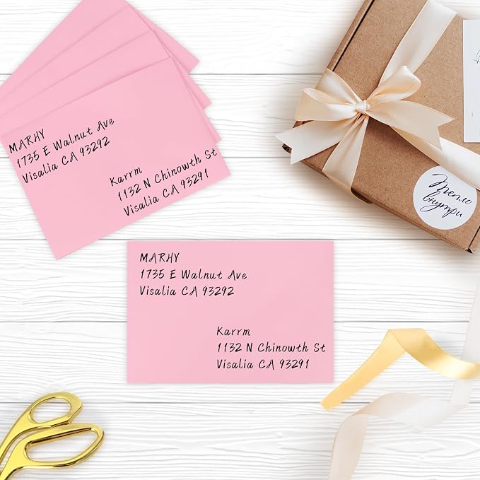 200 Pack A7 Envelopes, Pink Greeting Card Envelopes Self Seal, 5.24 x 7.24 in Envelopes for Birthday Graduation Baby Shower Wedding Invitation Cards