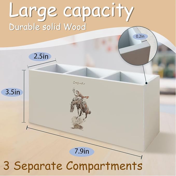 Retro Western Cowgirl Pen Pencil Holder for School Home Office Desk, Cowgirl Gifts for Women Girls, Western Makeup Brush Toothbrush Holder Organizer for Bathroom Countertop Vanity