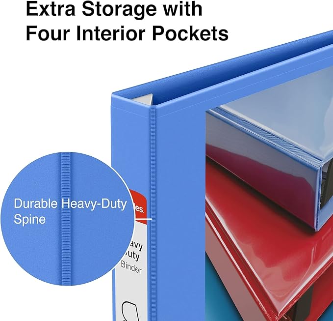 Staples Heavy-Duty 1-Inch D-Ring View Binder, Reinforced Spine, Holds Up to 275 Sheets, Periwinkle, for Office & School