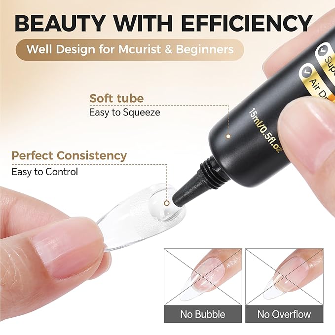 UNA GELLA Strong Nail Glue Gel, 15ml*2pcs No U V/Lamp Needed Nail Gel Glue, Quick Air Dry Semi Solid False Nail Glue, Super Strong Nailglue For Press Ons Acrylic Nails Tips Extension DIY Kit