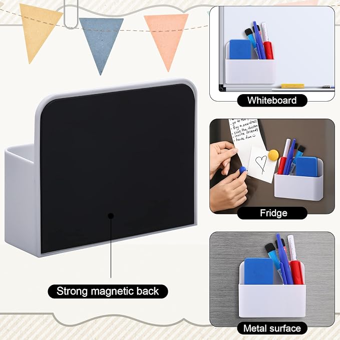 Colarr 20 Pack Magnetic Dry Erase Marker Holder Bulk Whiteboard Magnetic Marker Holder Pen Pencil Organizer for Back to School Office Supplies Teacher Classroom Must Refrigerator Locker(White, Black)