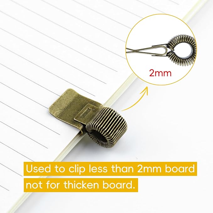T Tulead 10PCS Pen Holders for Clipboard, Metal Adjustable Pencil Clips | Vintage Bronze Notebook Organizer Clip, Decorative Single Spring Loop Pen Pencil Organizer, for Clip Book T: 1-2mm