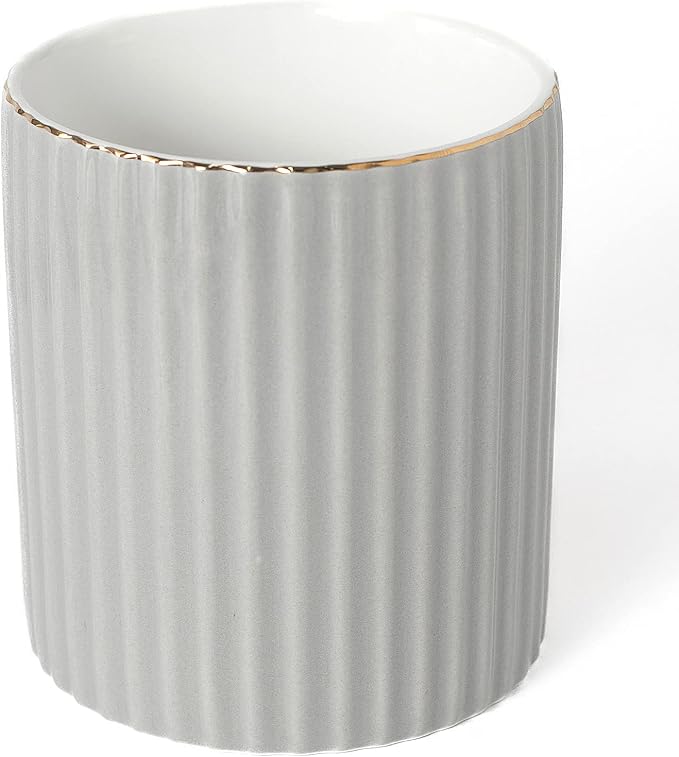 CROWNOS Pen Holder for Desk, Ceramic Pencil Cup Office Desk Organizer, Makeup Brush Holder, Light Gray