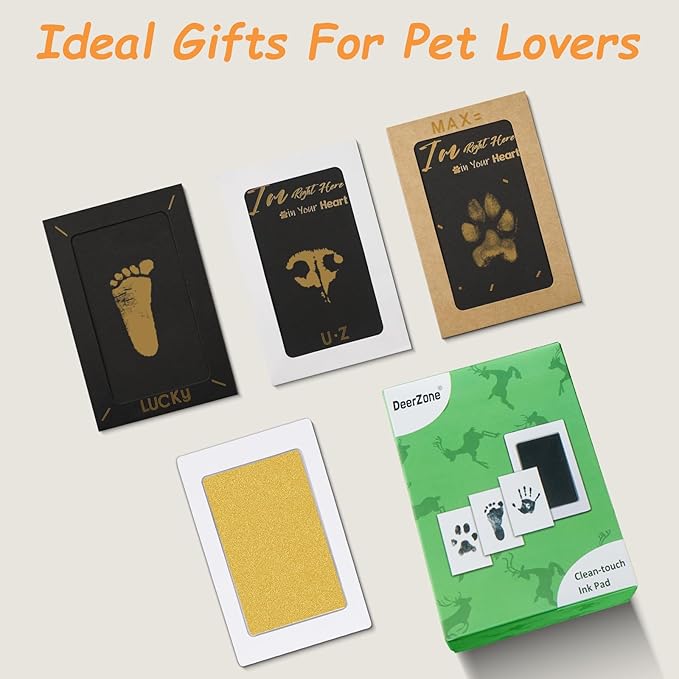 Inkless Paw Print Kit,Dog Paw Print Kit,Dog Nose Print Kit,Clean Touch Ink Pads and Imprint Cards,Pet Paw Print Impression Kit for Dogs Cats Footprint Keepsake